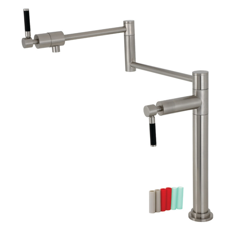 Brushed Nickel Dual Handle Deck Mount Pot Filler Faucet
