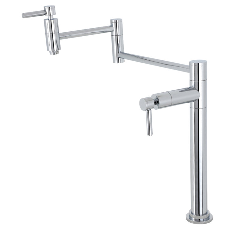 Polished Chrome Dual Handle Deck Mount Pot Filler Faucet