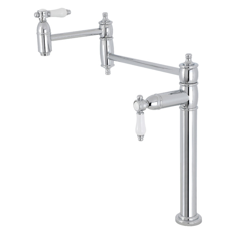 Polished Chrome Dual Handle Deck Mount Pot Filler Faucet
