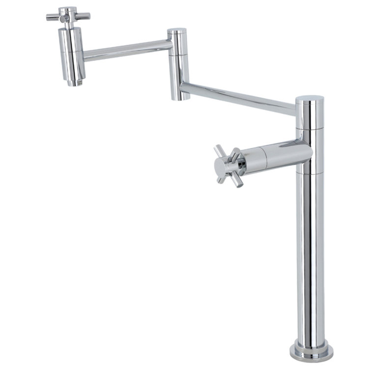 Polished Chrome Dual Handle Deck Mount Pot Filler Faucet