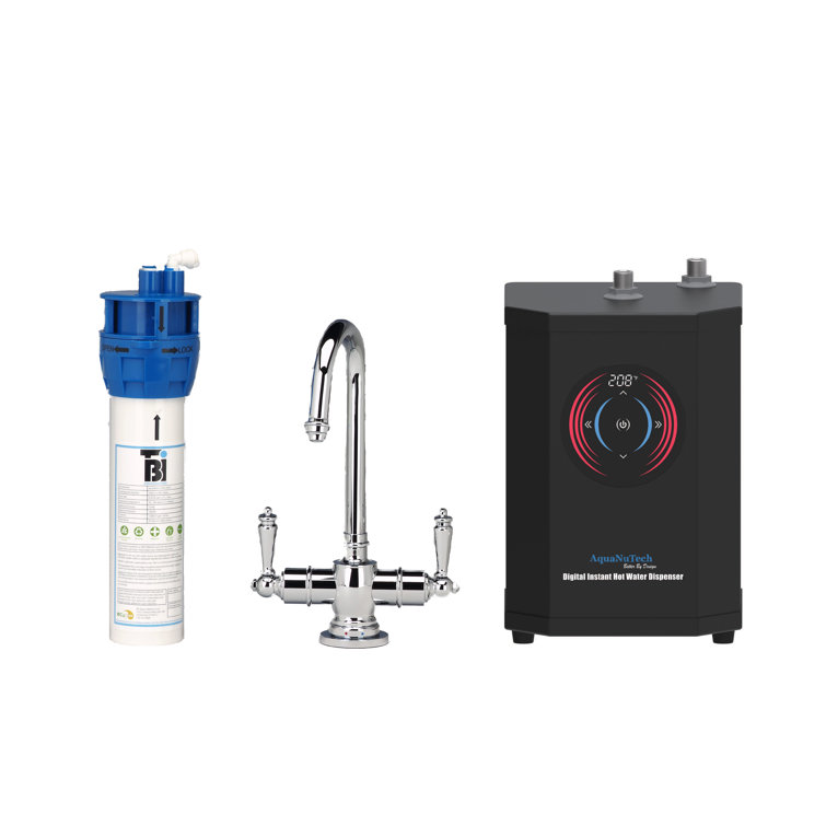 Chrome Hot and Cold Water Filtration Faucet with Dispenser