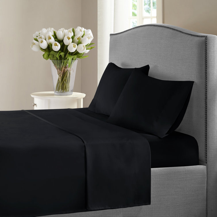 California King Black Cotton Deep Pocket Sheet Set
