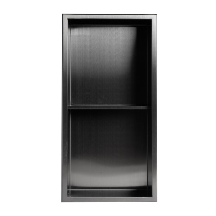Brushed Black Stainless Steel Double Shelf Shower Niche