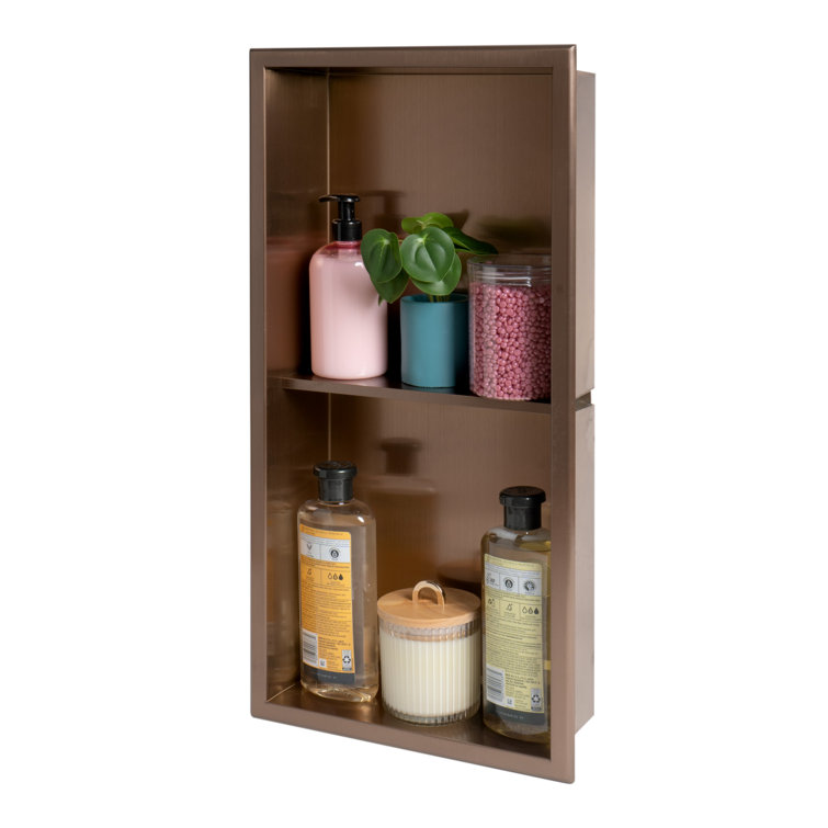Brushed Copper Stainless Steel Double Shelf Shower Niche