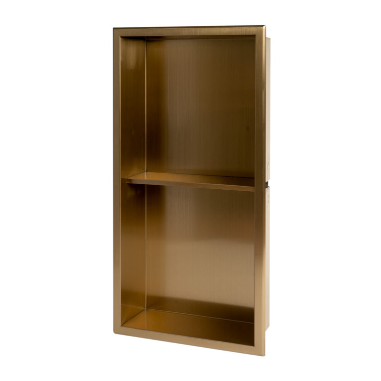 Brushed Gold Stainless Steel Double Shelf Shower Niche