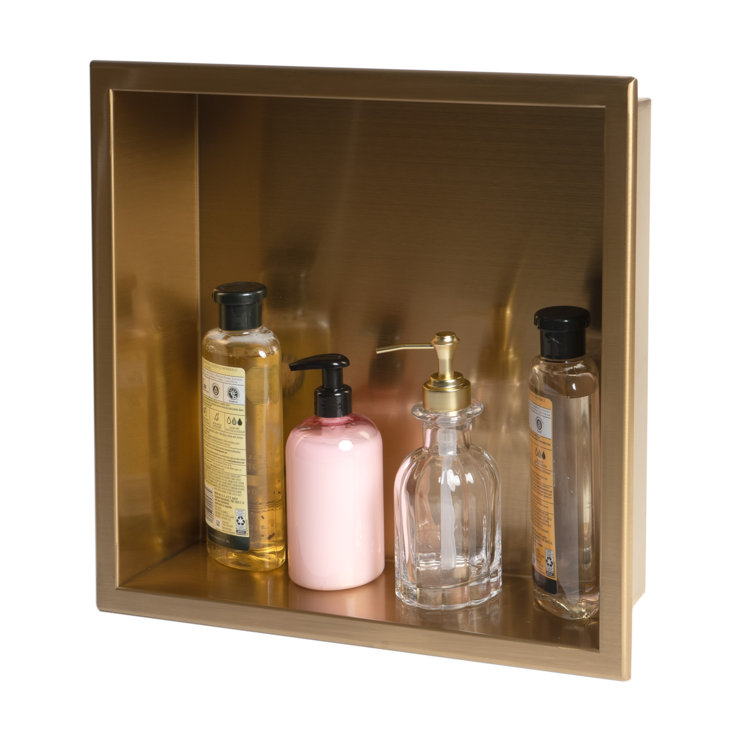 12" x 12" Brushed Gold Stainless Steel Shower Niche