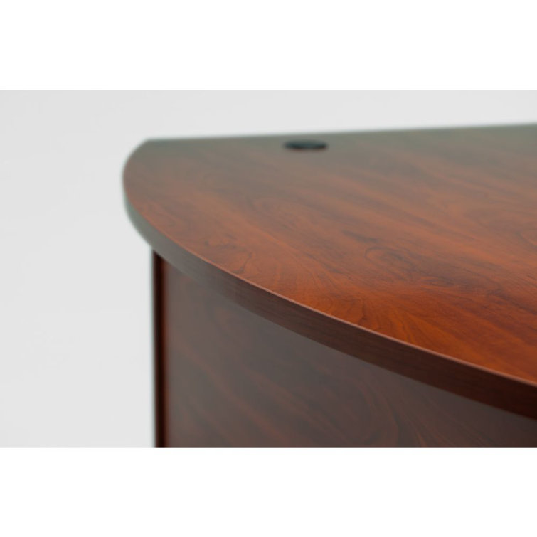 Hansen Cherry Graphite Gray L-Shaped Desk with Hutch and Filing Cabinet