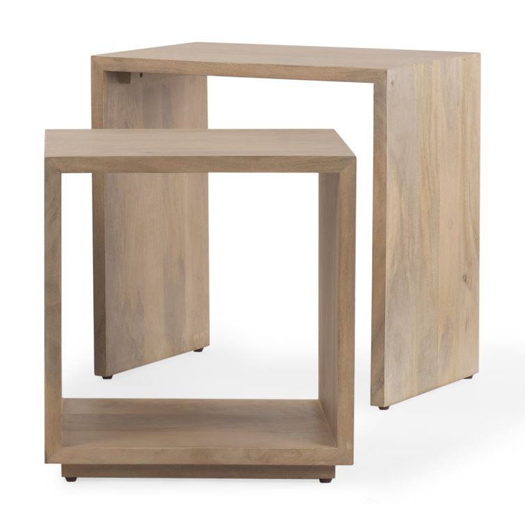 Alanna Sleek Solid Wood and Metal Nesting Accent Tables, Set of 2
