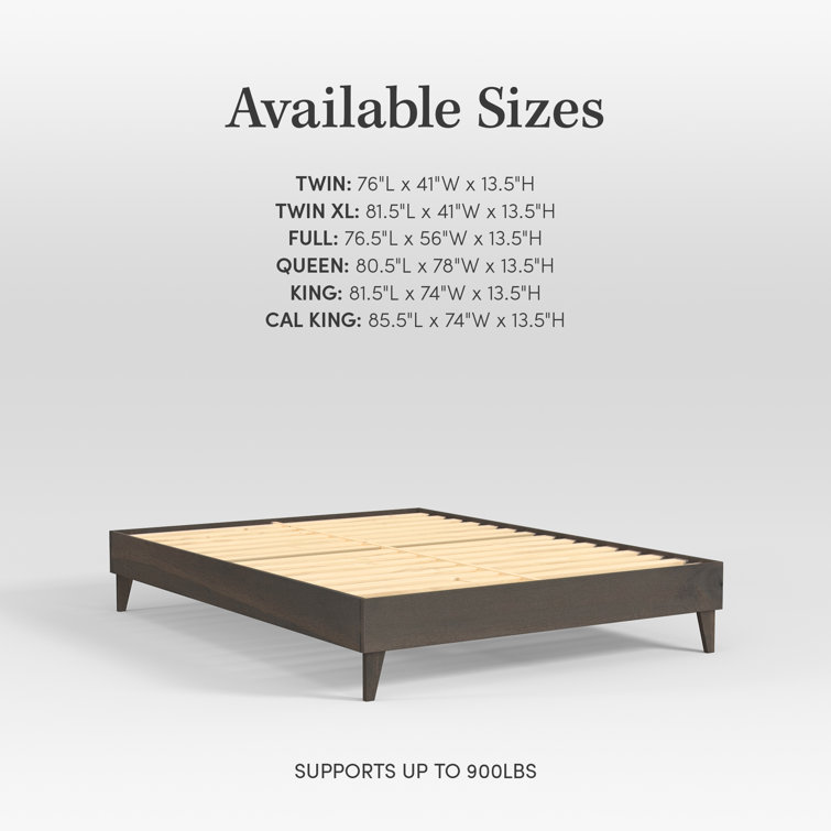 Natural Pine Queen Platform Bed Frame with Slats