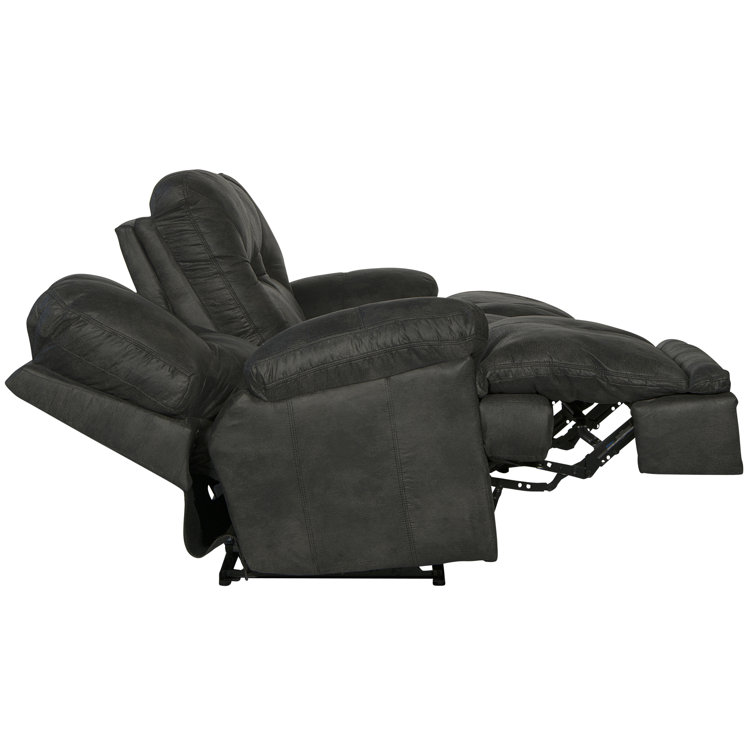 Voyager Slate Tufted Faux Leather Reclining Sectional Sofa