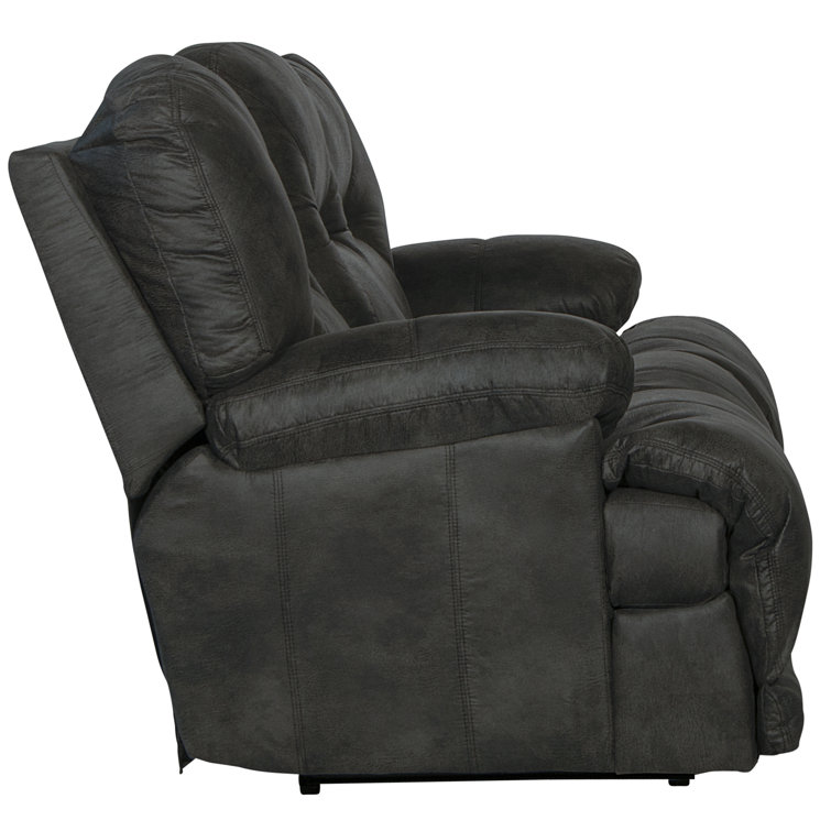 Voyager Slate Tufted Faux Leather Reclining Sectional Sofa