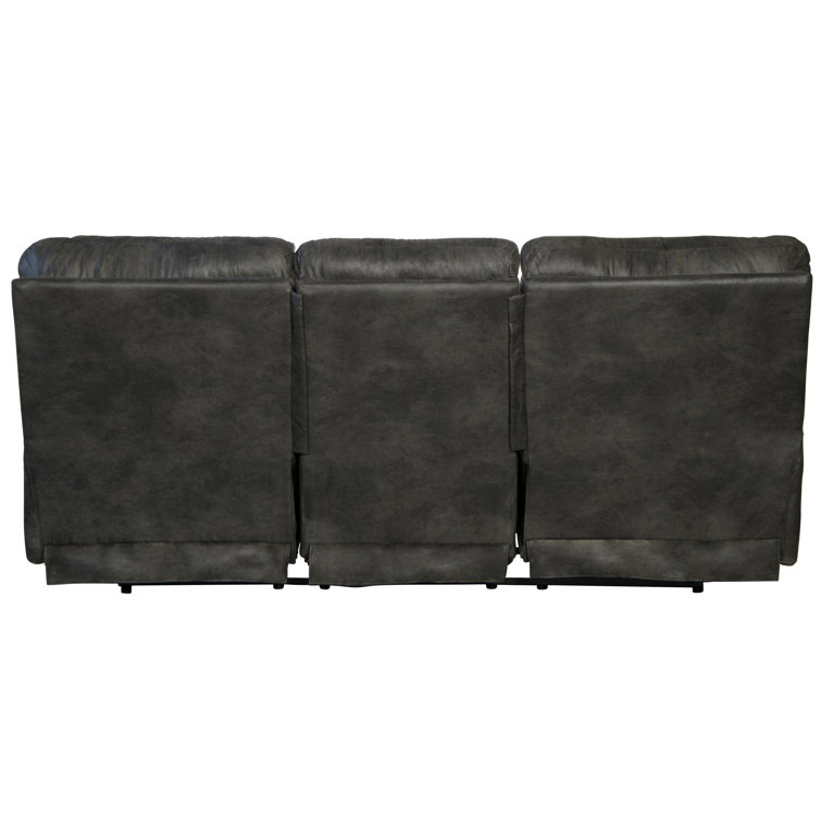 Voyager Slate Tufted Faux Leather Reclining Sectional Sofa