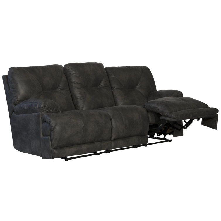 Voyager Slate Tufted Faux Leather Reclining Sectional Sofa