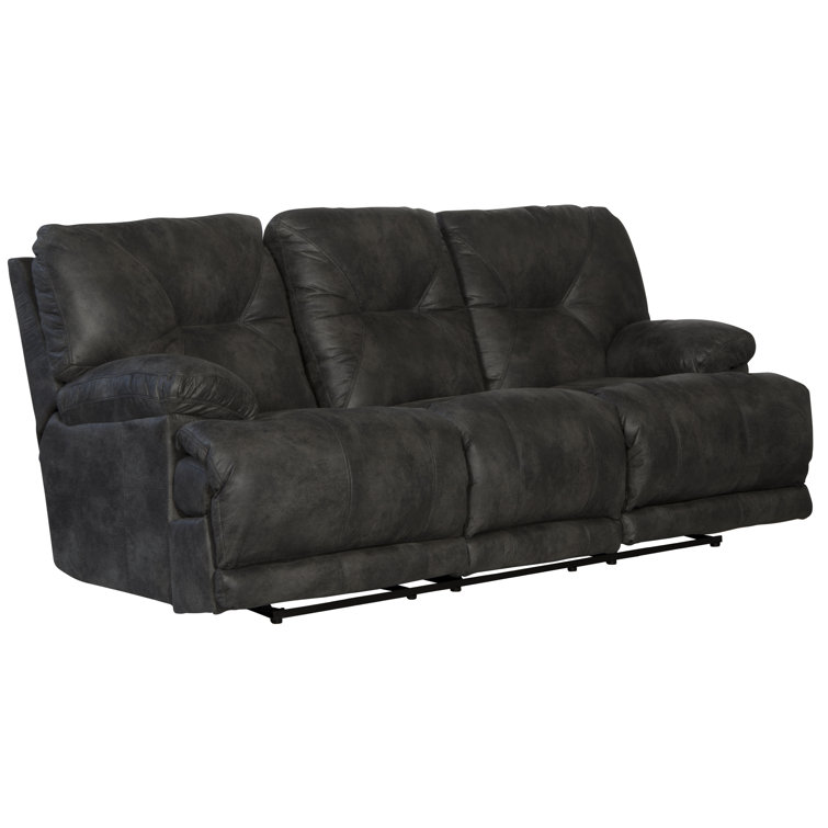 Voyager Slate Tufted Faux Leather Reclining Sectional Sofa