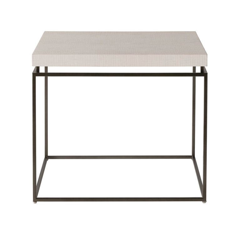 Rustic Oak and Metal Square End Table
