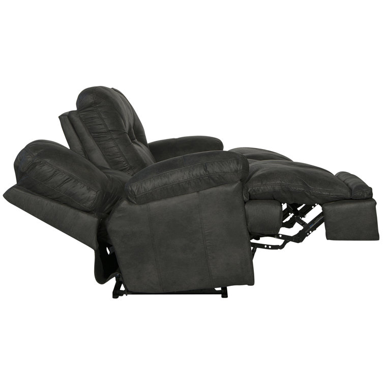 Voyager Slate Tufted Faux Leather Reclining Sectional Sofa