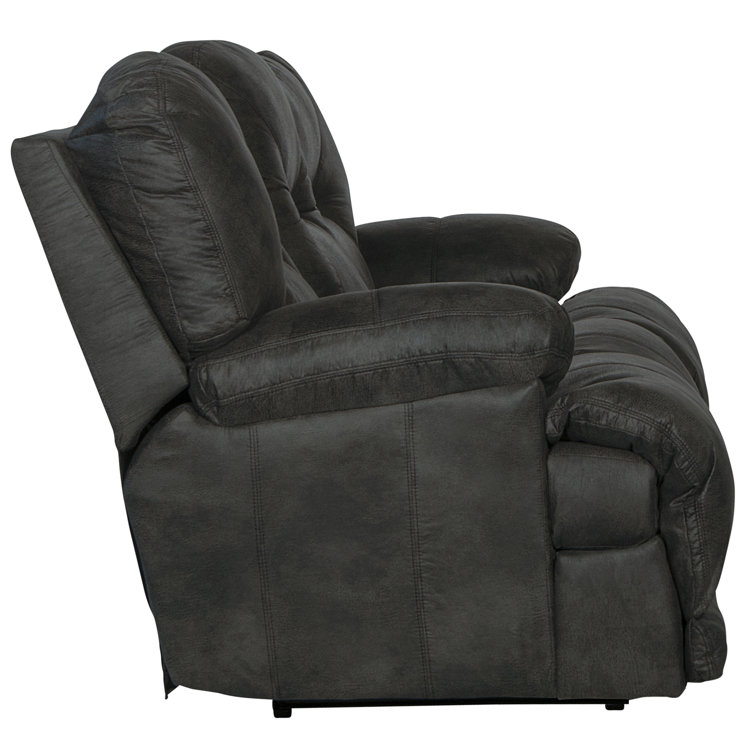 Voyager Slate Tufted Faux Leather Reclining Sectional Sofa
