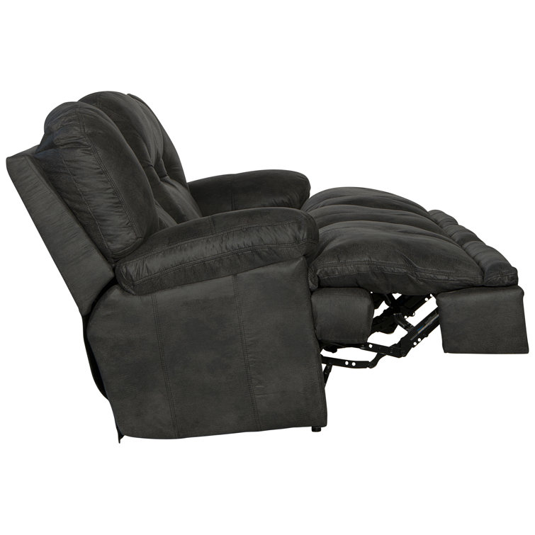 Voyager Slate Tufted Faux Leather Reclining Sectional Sofa