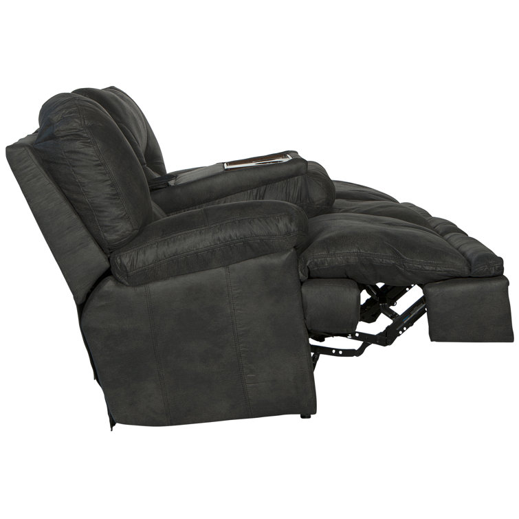 Voyager Slate Tufted Faux Leather Reclining Sectional Sofa