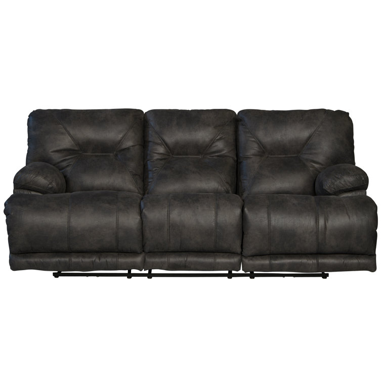 Voyager Slate Tufted Faux Leather Reclining Sectional Sofa