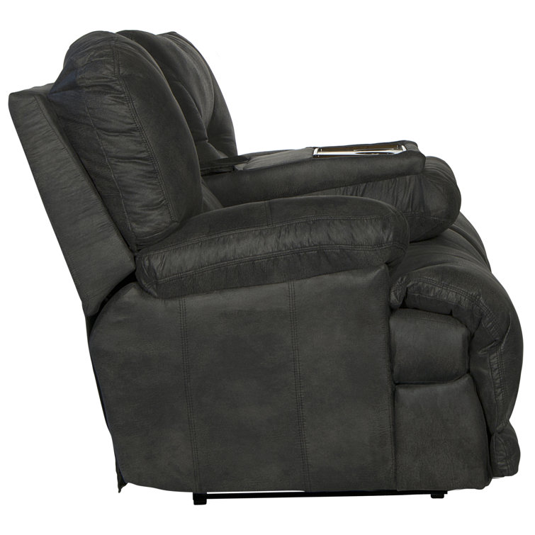 Voyager Slate Tufted Faux Leather Reclining Sectional Sofa