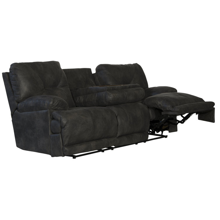 Voyager Slate Tufted Faux Leather Reclining Sectional Sofa