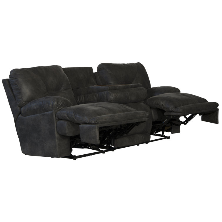 Voyager Slate Tufted Faux Leather Reclining Sectional Sofa