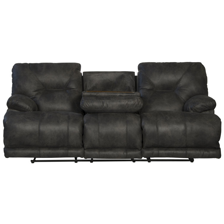 Voyager Slate Tufted Faux Leather Reclining Sectional Sofa