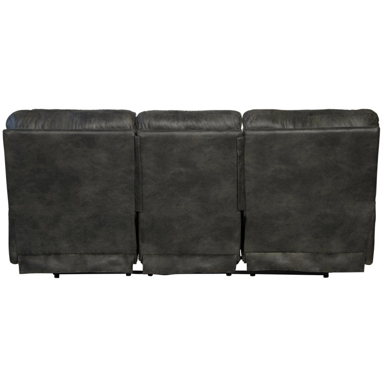 Voyager Slate Tufted Faux Leather Reclining Sectional Sofa