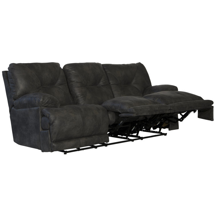Voyager Slate Tufted Faux Leather Reclining Sectional Sofa