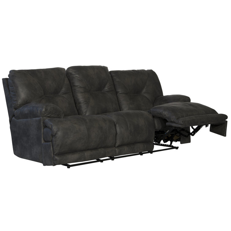 Voyager Slate Tufted Faux Leather Reclining Sectional Sofa