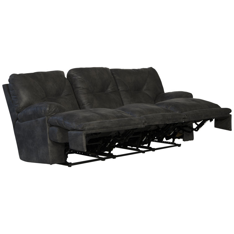 Voyager Slate Tufted Faux Leather Reclining Sectional Sofa