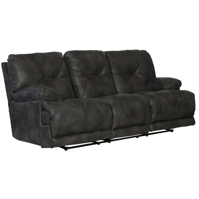 Voyager Slate Tufted Faux Leather Reclining Sectional Sofa