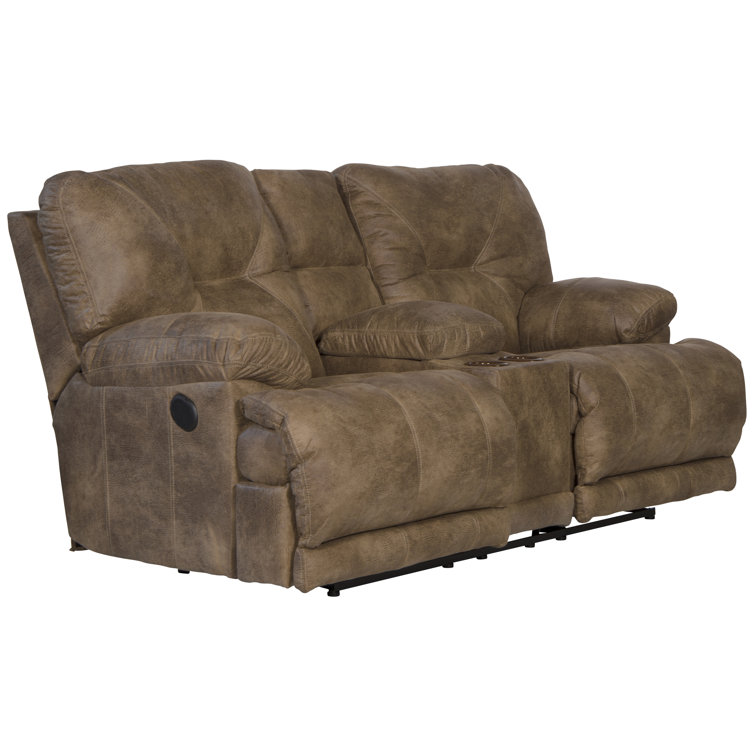 Brandy Faux Leather Power Reclining Loveseat with Cup Holder