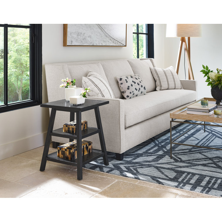 Modern Farmhouse Charcoal Oak Square End Table with Aged Pewter Hardware