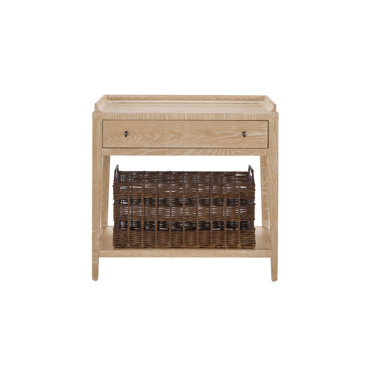 Rylie Rustic Natural Oak Nightstand with Aged Pewter Hardware