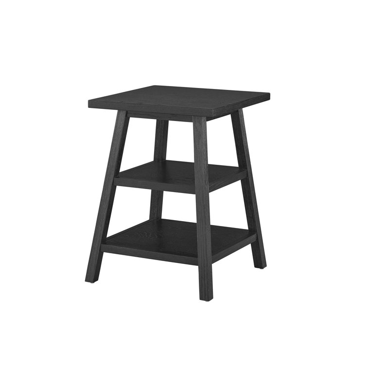 Modern Farmhouse Charcoal Oak Square End Table with Aged Pewter Hardware