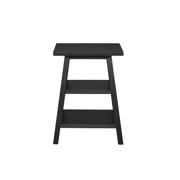 Modern Farmhouse Charcoal Oak Square End Table with Aged Pewter Hardware