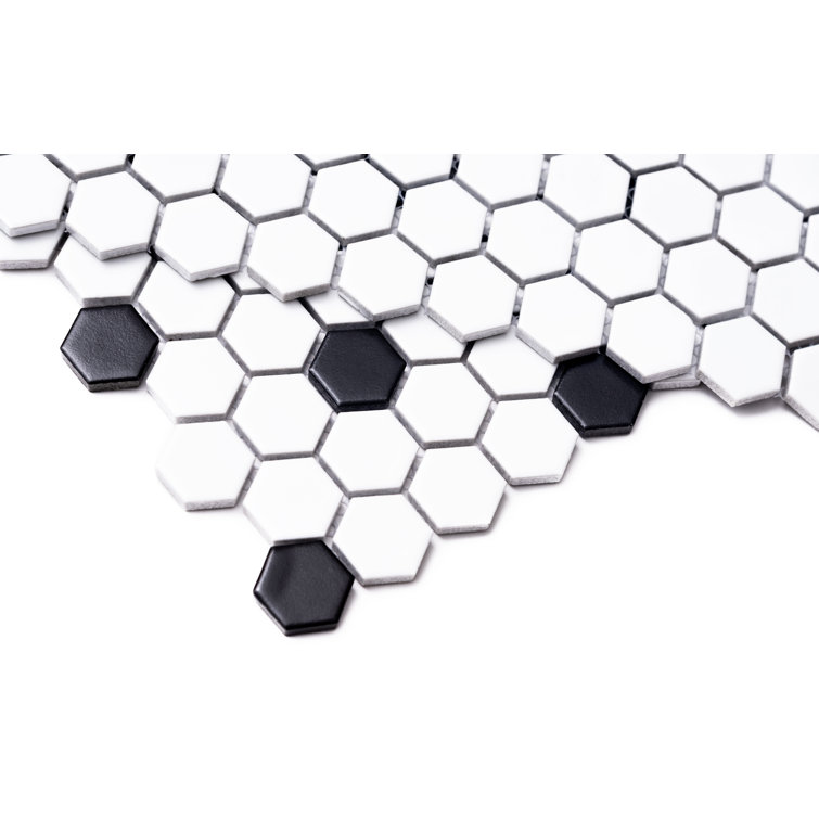 White Hexagon Porcelain Mosaic Tile with Matte Finish