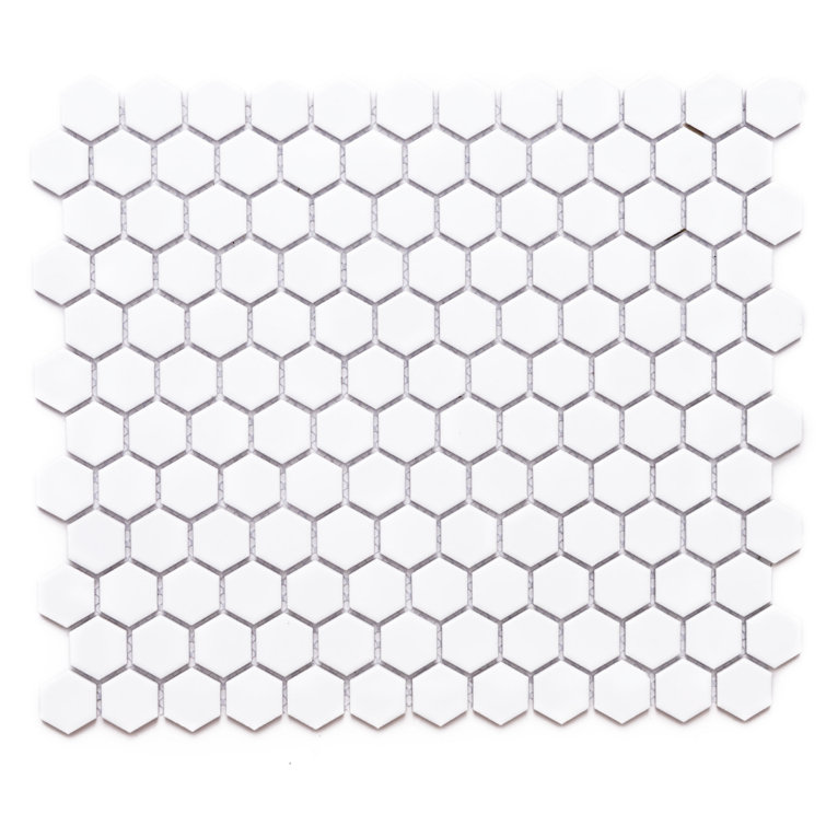 White Hexagon Porcelain Mosaic Tile with Matte Finish