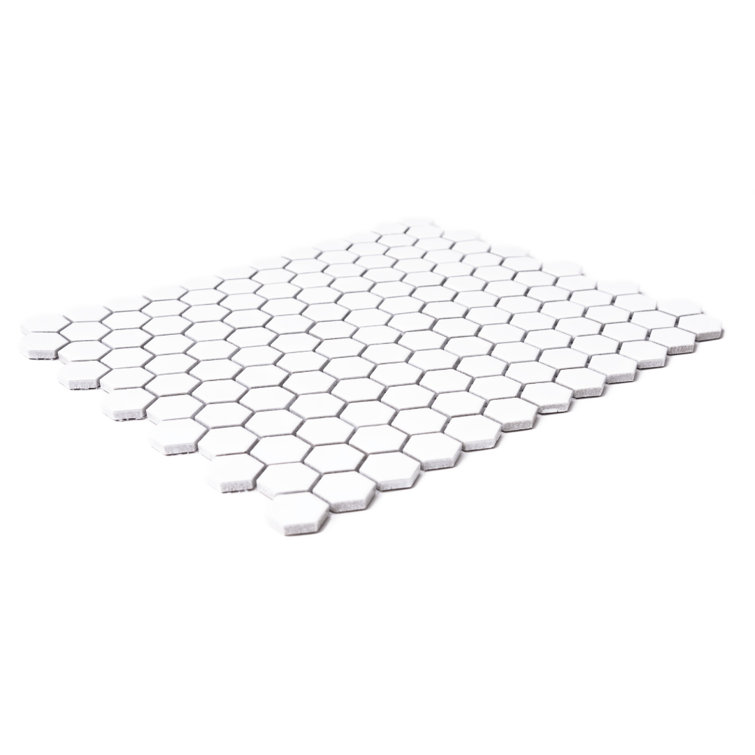 White Hexagon Porcelain Mosaic Tile with Matte Finish