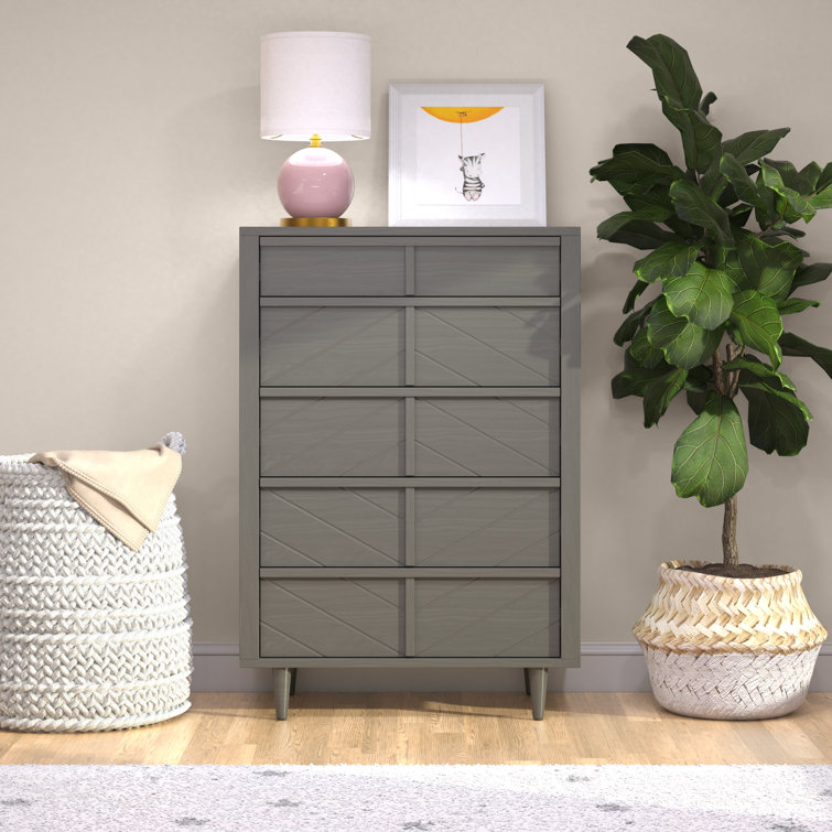 Lunar Gray Pine 5-Drawer Nursery Chest