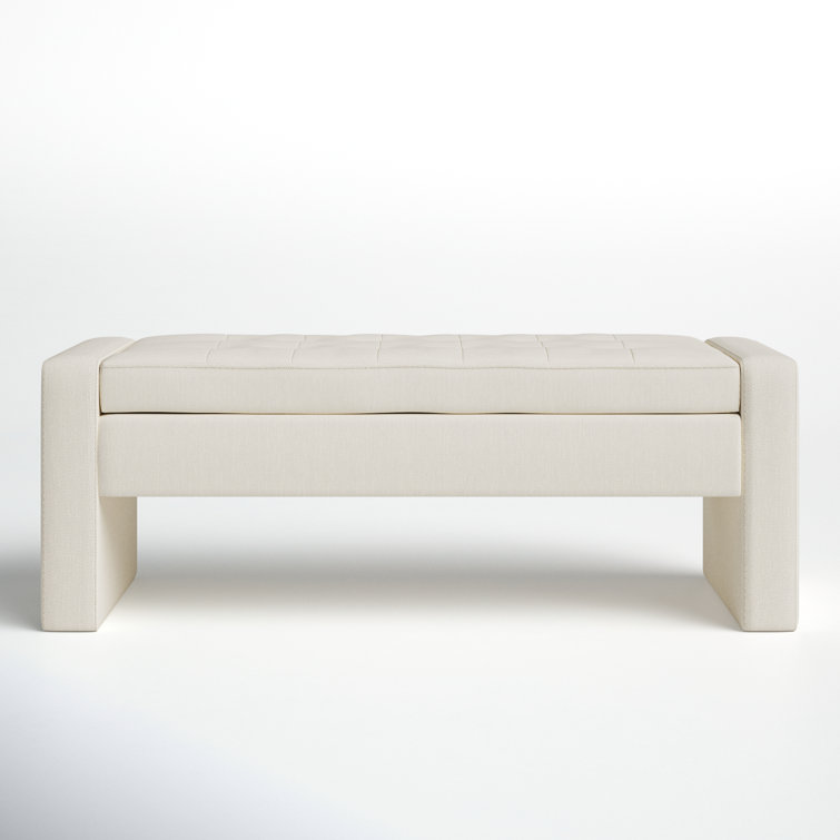 Gillian Cream Upholstered Storage Bench with Flip Top