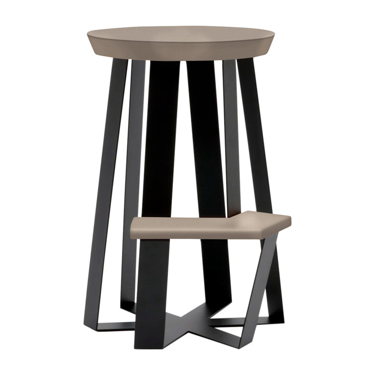 ARS 26" Blackbean Leather & Steel Hexagonal Counter Stool