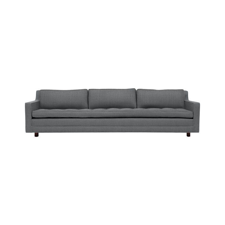 Petrol Linen Blend 94" Square Arm Velvet Sofa with Pillow Back