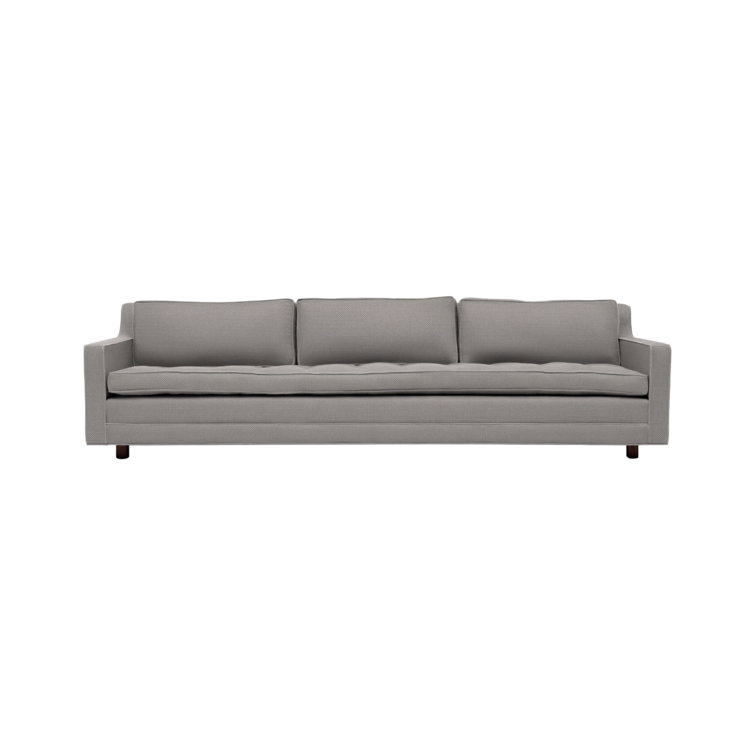 94" Gray Velvet Linen Blend Square Arm Sofa