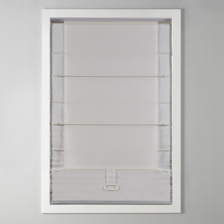 Gray Basketweave Cordless Blackout Roman Shade