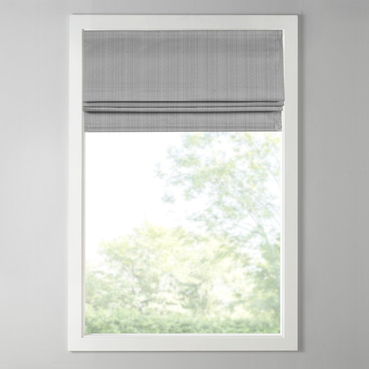 Gray Basketweave Cordless Blackout Roman Shade