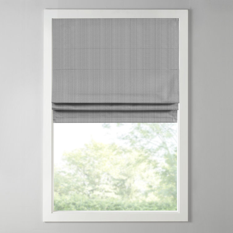 Gray Basketweave Cordless Blackout Roman Shade
