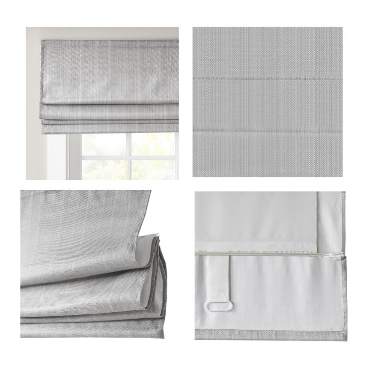 Gray Basketweave Cordless Blackout Roman Shade